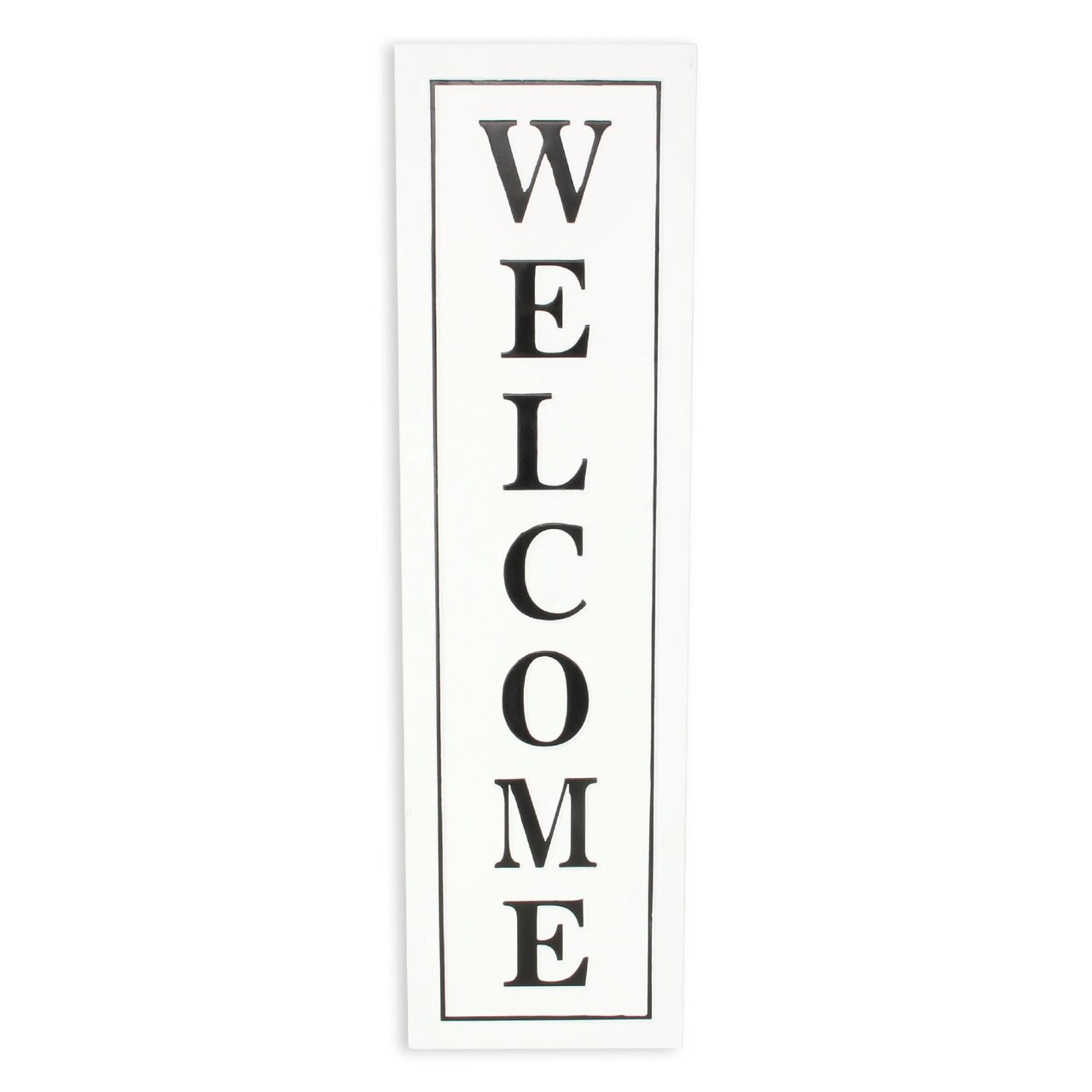 Contemporary Home Living 39” White and Black Vertical Welcome Porch Board Sign Decoration